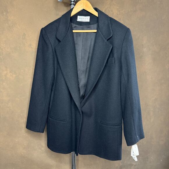 Dumas Cashmere Blend Black Blazer Women’s 14 NWT Made in USA Wool Jacket 80s - Picture 1 of 14